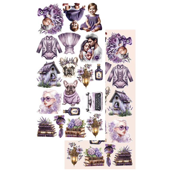 ALCHEMY OF ART 15x30cm doppelseitig Scrapbooking Papier 250g,  In purple color