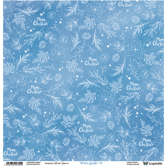 Scrapbooking Papier - ScrapAndMe - Winter Sparkle 07/08 - doppelseitig 30x30 cm