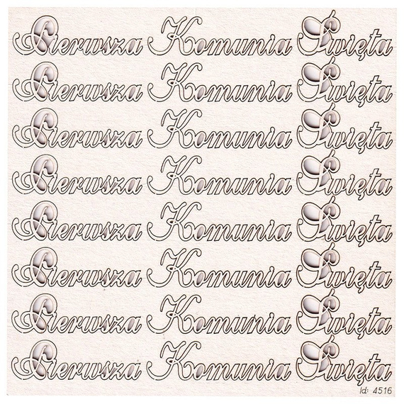 SCRAPINIEC Dekorpappe Die Cut Chipboard Dekoration Ornament, Pierwsza Komunia Święta