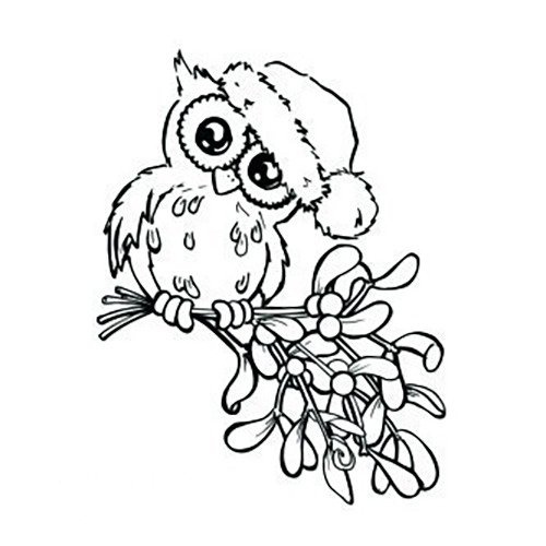 AGATERIA - Transparent Stempel Motivstempel Clear Stamp - Eule auf Mistelzweig