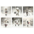 Reispapier-Set - Mädchen, Junge mit Hund, Winterlandschaft - RSM202 - Itd Collection