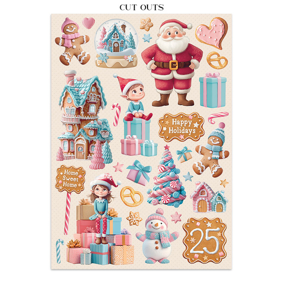 Set aus Junk Journal-Papieren, Aufklebern und Elementen - Candy Christmas - Stamperia