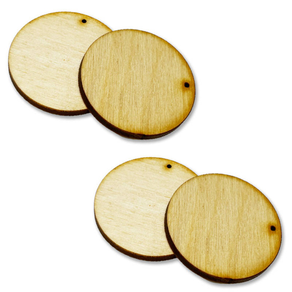 Holzkreis - Anhänger - Ohrringe 4 Stück. 3 cm Dekor