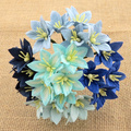 LILIEN 30mm 50Stk Scrapbooking Maulbeerpapier Blumen Flowers, blau mix