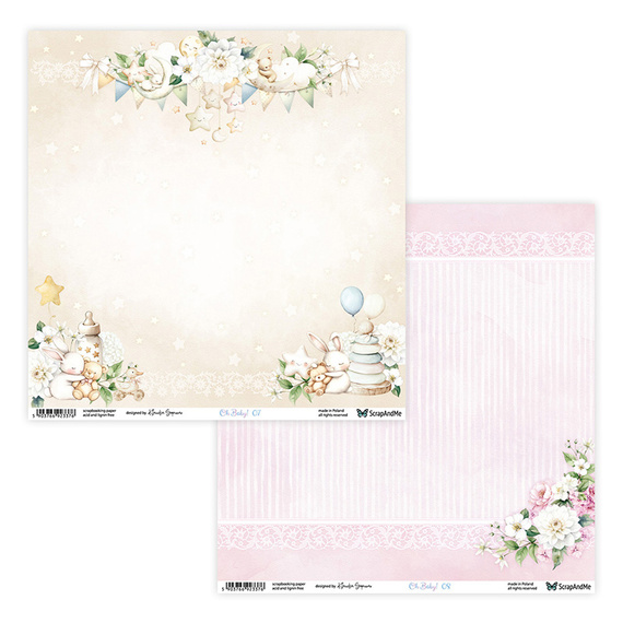 SCRAPANDME Set 15Blatt 20x20cm doppelseitig Scrapbooking Papier - Oh, Baby