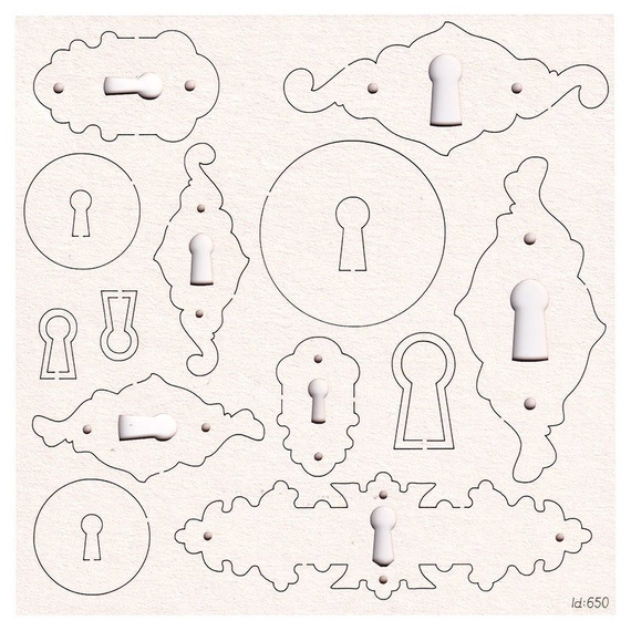 SCRAPINIEC Dekorpappe Die Cut Chipboard Dekoration Ornament, Schlüsselloch 650