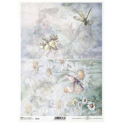 ITD Reispapier Decoupage Bastelpapier Serviettentechnik-R2256 Blumen Schmetterling Libelle