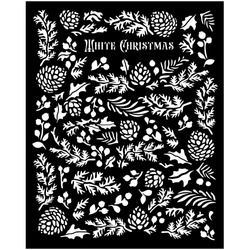 Schablone mix media 3D 20x25cm - The Owl's House - Zweige und Tannenzapfen - Stamperia