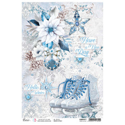Reispapier Decoupage Bastelpapier für Decoupage A4 - Ciao Bella - Elegance of Blue - Dance on ice