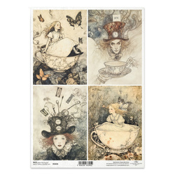 Reispapier für Decoupage A4 - Hutmacher, Tassen, Alice, Feenkompositionen - R2636 - Itd Collection