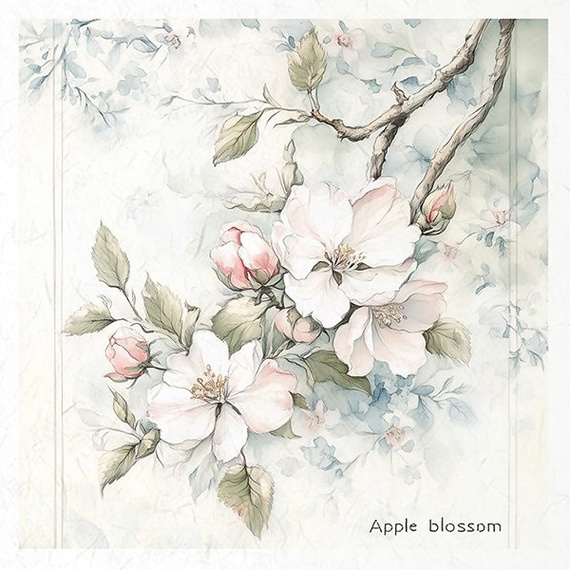 Reispapier-Set-Bastelpapier - ITD - RSM176 Blumen, Magnolie, Apfelblüten