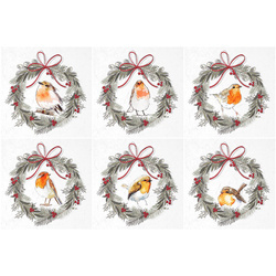 ITD Reispapier Decoupage Bastelpapier, RSM043 Weihnachtsgirlanden für Vögel