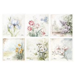 Reispapier-Set-Bastelpapier - ITD - RSM173 Blumen, Iris, Tulpe, Flieder, Narzisse, Primeln, Freesie