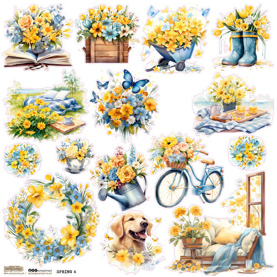 AUFKLEBER - ScrapLove - Frühling 4 Blumengirlanden
