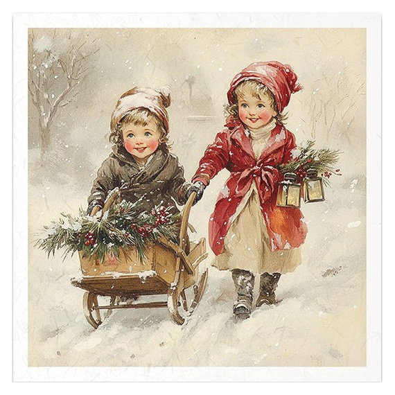 Reispapier-Set - Vintage Kinder, Weihnachten - RSM185 - Itd Collection