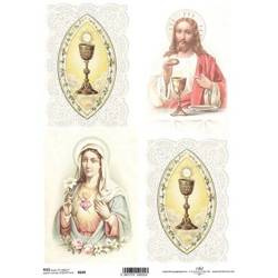 ITD Reispapier Decoupage Bastelpapier Serviettentechnik-R689 Jesus-Maria-Kelch Hostie