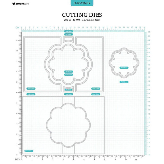 STUDIO LIGHT - Stanzform Präge Stanzschablone Cutting Die, Flower zigzag card Blooming Butterfly Kartenbasis mit Blume