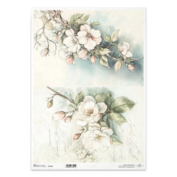 Reispapier Decoupage Bastelpapier für Decoupage A3 ITD-1424L Blumen auf Zweigen
