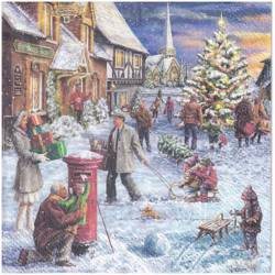 SERVIETTEN 1 Stück Motivservietten Decoupage Napkin 33x33cm, Weihnachtsdorf