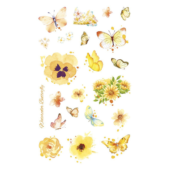 AUFKLEBER folie - Gelbe Blumen und Schmetterlinge