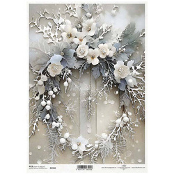 ITD Reispapier Decoupage Bastelpapier Serviettentechnik-R2338 Blumengirlanden