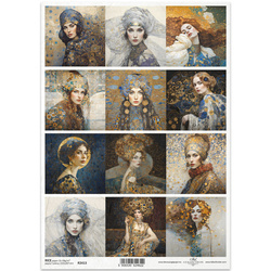 ITD Reispapier Decoupage Bastelpapier Serviettentechnik-R2413 Frauen, Mosaike, Jugendstilmotive - Inspiriert von Klimt