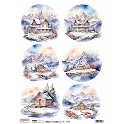 Reispapier Decoupage Bastelpapier A4 - Scraplove - Winter Pastel City 1 - Winterliche Pastellstadt 1
