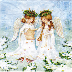 Serviettentechnik Motivserviette - 1 Stück - Decoupage Serviette 33x33 cm - Angel musicians