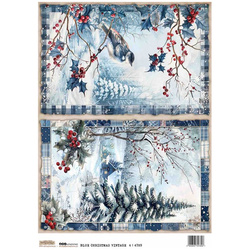Reispapier A4 - ScrapLove - Christmas Blue Vintage 4 - Weihnachten blau retro