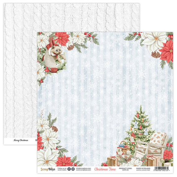 SCRAPBOYS Set 12Stk 30x30cm doppelseitig Scrapbooking Papier Christmas Time