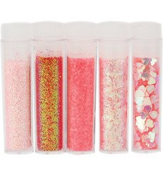 Herz Glitzer und Ornamente Set - rosa