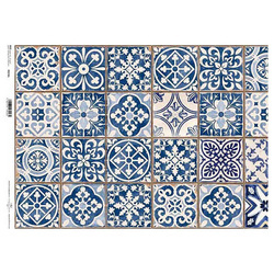 Reispapier für Decoupage A3 ITD-R236L blaue Fliesen