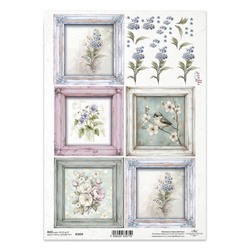 ITD Reispapier Decoupage Bastelpapier Serviettentechnik-RR2609 3D-Blumenrahmen 