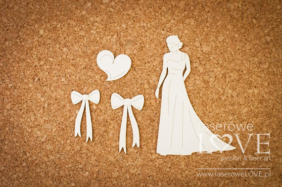 LASEROWE LOVE Dekorpappe Die Cut Chipboard Dekoration - Dame mit Schleifen