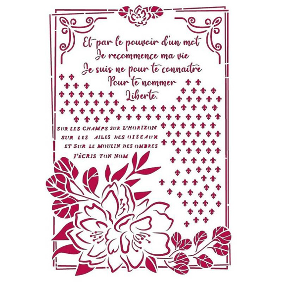 STAMPERIA Mixed Media Schablone STENCIL - Journal Blume mit Rahmen