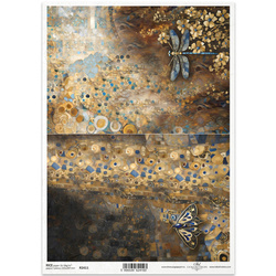ITD Reispapier Decoupage Bastelpapier Serviettentechnik-R2411 Libellen, Schmetterlinge, Edelsteine - Inspiriert von Klimt