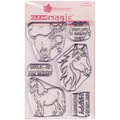 WOODWERE Transparent Acryl Stempel Motivstempel Clear Stamp - Equine Friends Pferd Esel