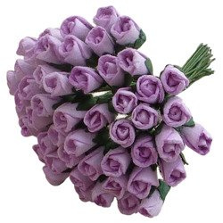 ROSEN geschlossene 8mm 50Stk Scrapbooking Maulbeerpapier Blumen Flower, lila