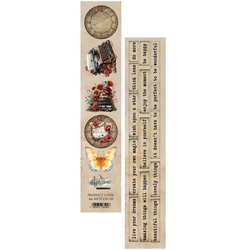 ALCHEMY OF ART 5x30 cm Scrapbooking Papier Streifen, Memoris of Spring Mohnblumen