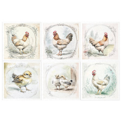 Reispapier-Set-Bastelpapier - ITD - RSM158 Hähne Hühner