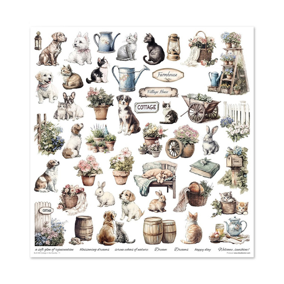 ITD COLLECTION Setz 11Stk 30x30cm Scrapbooking Papier - Cottage in the Country