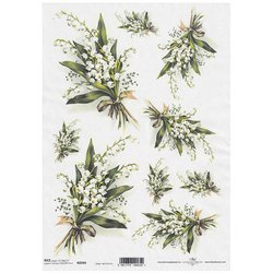 ITD Reispapier Decoupage Bastelpapier Softpapier, R0260 Maiglöckchen