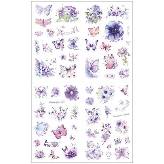 AUFKLEBER folie - Lila Blumen und Schmetterlinge