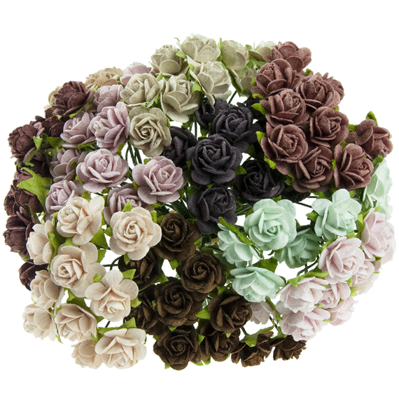 ROSEN Geöffnete 25mm 100Stk. Scrapbooking Maulbeerpapier Blumen Flowers, vintage