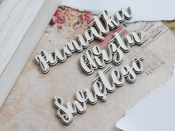 Dekorpappe Die Cut Chipboard - tauferinnerung Inschrift einzeln klein - Kreatywna Pracownia