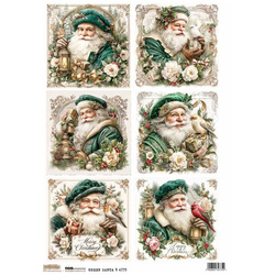 Reispapier A4 - ScrapLove - Green Santa 1 - Grüner Weihnachtsmann