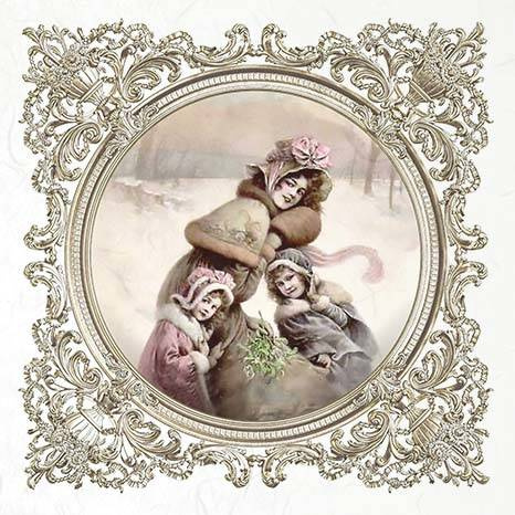 ITD Reispapier Decoupage SET Bastelpapier, rahmen vintage zeichen winter RSM060 