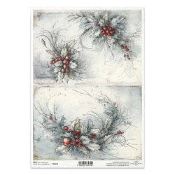 Reispapier für Decoupage A4 - Weihnachtsdekorationen - R2672 - Itd Collection