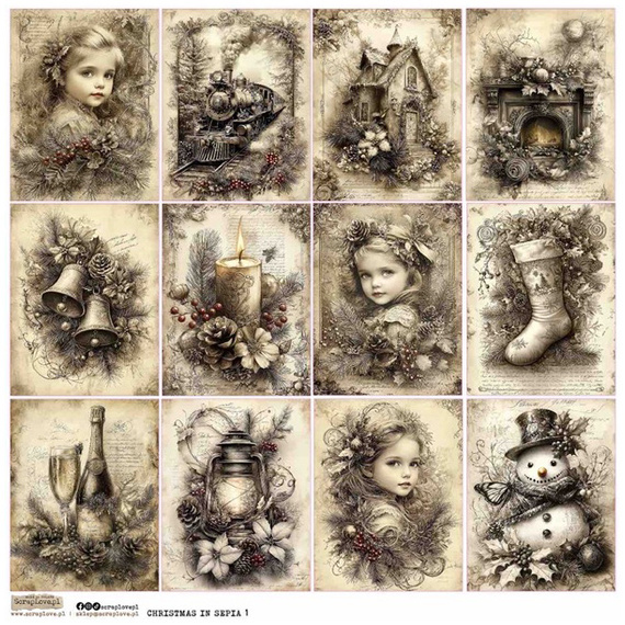 AUFKLEBER papier - ScrapLove - Christmas in Sepia 1 - Weihnachten in Sepia