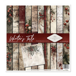 ITD COLLECTION Scrapbooking Papier Set 30x30 cm  - Winter's Tale in red